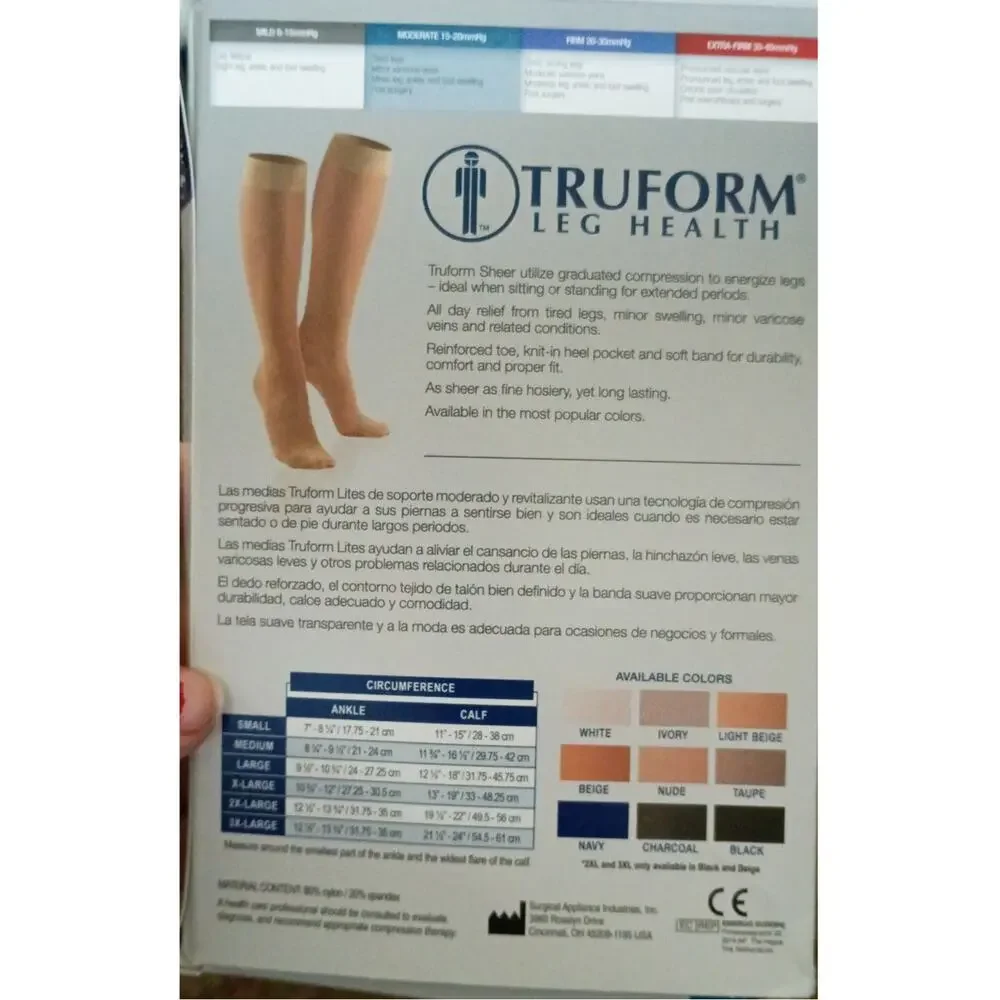 TruForm Women 2x Lites Moderate 15-20 mmHg Compression Knee High Nylon Stockings